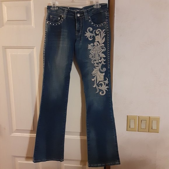 Trinity Ranch Women's Embellished Studded Jeans Size 5 - Picture 4 of 11
